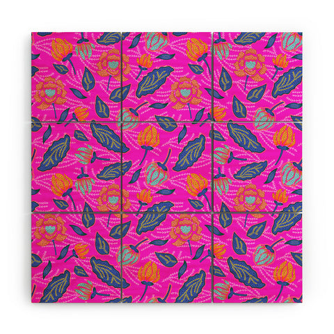 Hello Sayang Summer Batik Fuchsia Wood Wall Mural