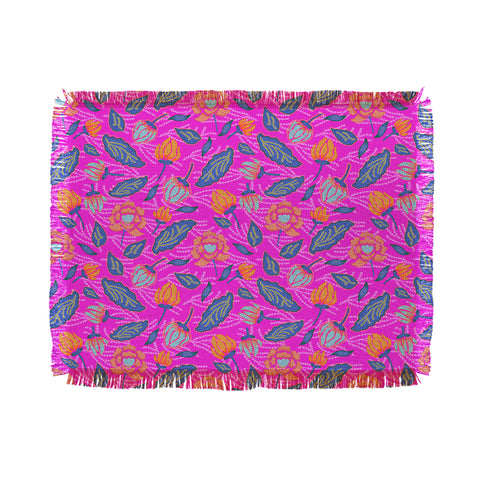 Hello Sayang Summer Batik Fuchsia Throw Blanket