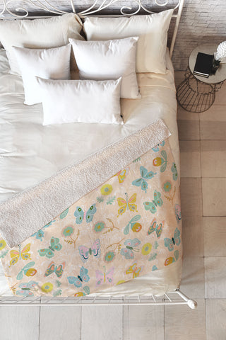 Hello Sayang Summer Butterflies Fleece Throw Blanket