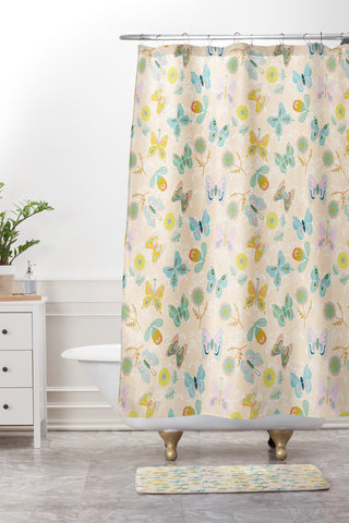 Hello Sayang Summer Butterflies Shower Curtain And Mat