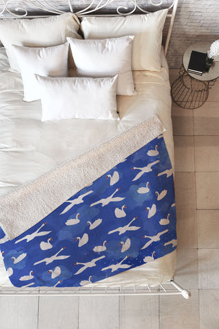 Hello Sayang Swanlake Fleece Throw Blanket