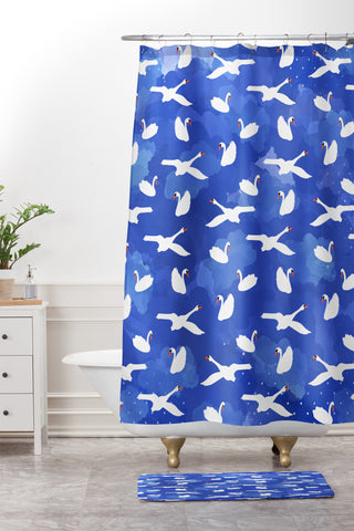 Hello Sayang Swanlake Shower Curtain And Mat