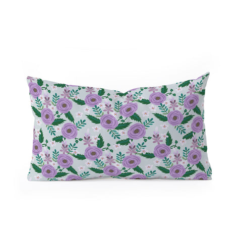 Hello Sayang Sweet Roses Mint Oblong Throw Pillow