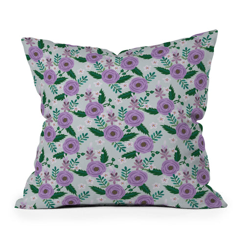 Hello Sayang Sweet Roses Mint Throw Pillow