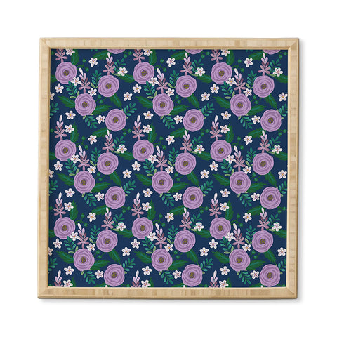 Hello Sayang Sweet Roses Navy Blue Framed Wall Art