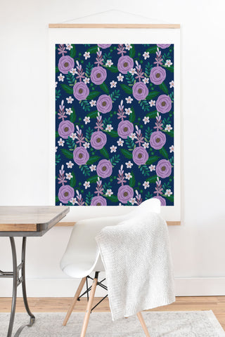 Hello Sayang Sweet Roses Navy Blue Art Print And Hanger