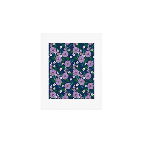 Hello Sayang Sweet Roses Navy Blue Art Print