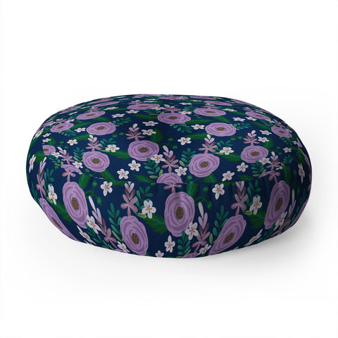 Hello Sayang Sweet Roses Navy Blue Floor Pillow Round