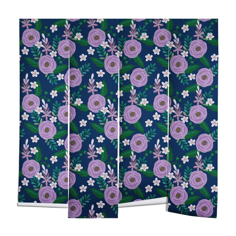 Hello Sayang Sweet Roses Navy Blue Wall Mural