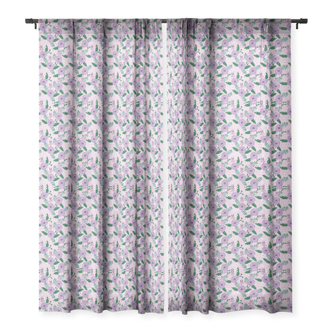 Hello Sayang Sweet Roses Pink Sheer Window Curtain