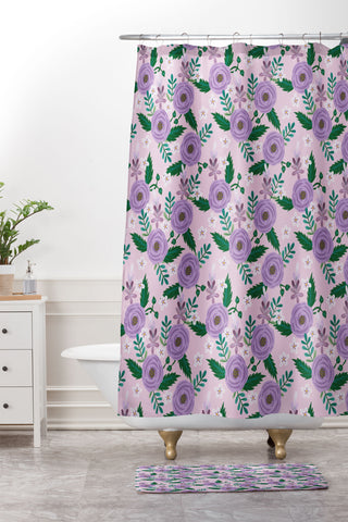 Hello Sayang Sweet Roses Pink Shower Curtain And Mat