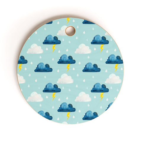 Hello Sayang Thunderclouds Cutting Board Round