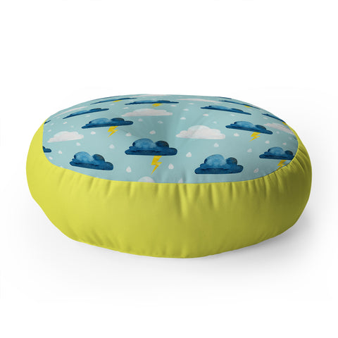 Hello Sayang Thunderclouds Floor Pillow Round