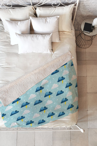 Hello Sayang Thunderclouds Fleece Throw Blanket
