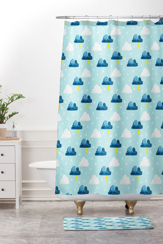 Hello Sayang Thunderclouds Shower Curtain And Mat