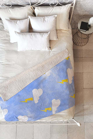 Hello Sayang Thunderstorm Fleece Throw Blanket