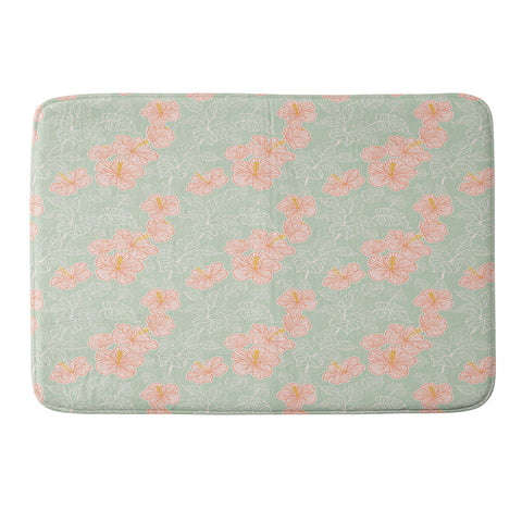 Hello Sayang Tropical Hibiscus Memory Foam Bath Mat