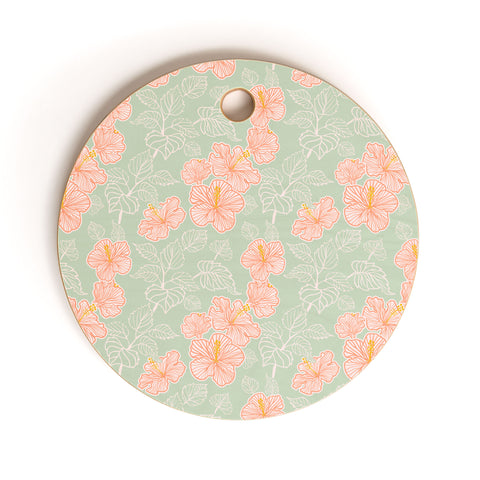 Hello Sayang Tropical Hibiscus Cutting Board Round