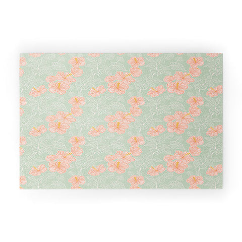 Hello Sayang Tropical Hibiscus Welcome Mat
