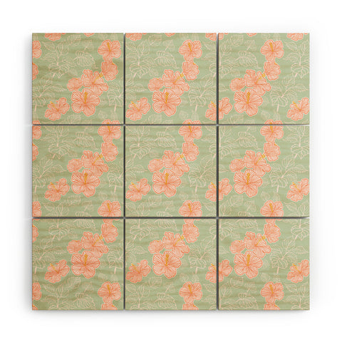 Hello Sayang Tropical Hibiscus Wood Wall Mural