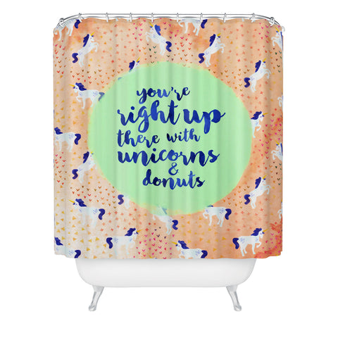 Hello Sayang Unicorns and Donuts Shower Curtain