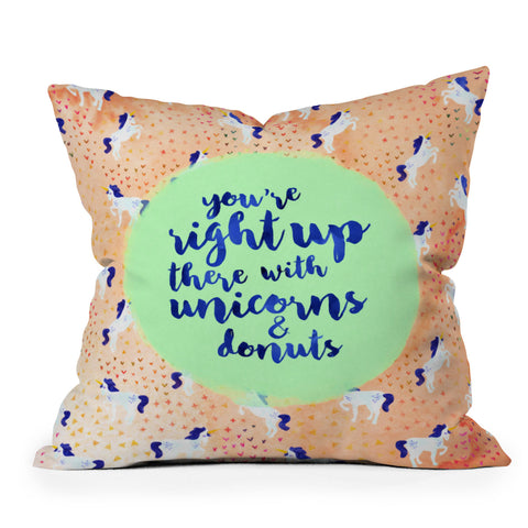 Hello Sayang Unicorns and Donuts Throw Pillow