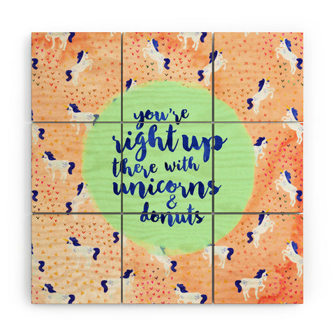 Hello Sayang Unicorns and Donuts Wood Wall Mural