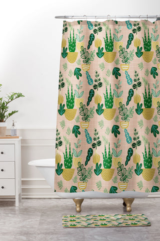 Hello Sayang Urban Jungle House Plants Shower Curtain And Mat