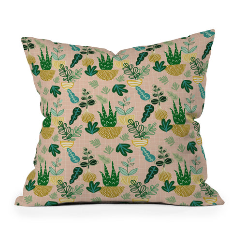 Hello Sayang Urban Jungle House Plants Throw Pillow