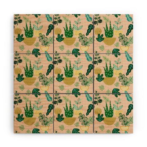 Hello Sayang Urban Jungle House Plants Wood Wall Mural