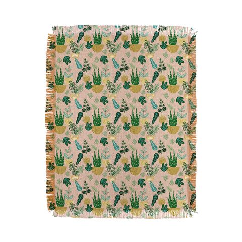 Hello Sayang Urban Jungle House Plants Throw Blanket