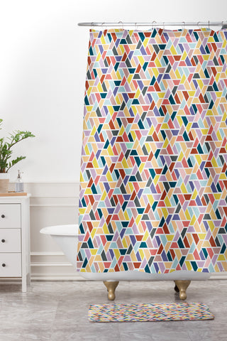 Hello Sayang Velvet Leaves Shower Curtain And Mat