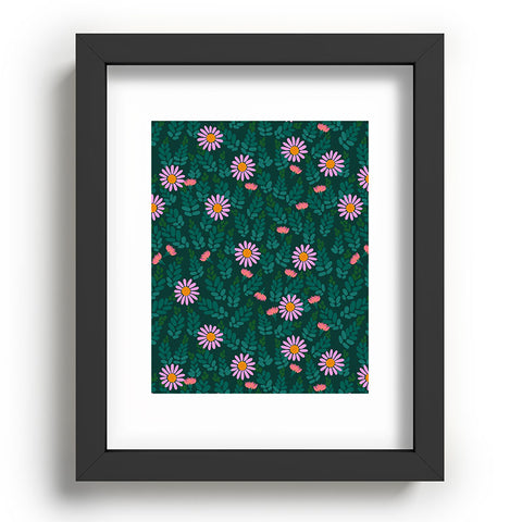 Hello Sayang Wild Daisies Forest Green Recessed Framing Rectangle