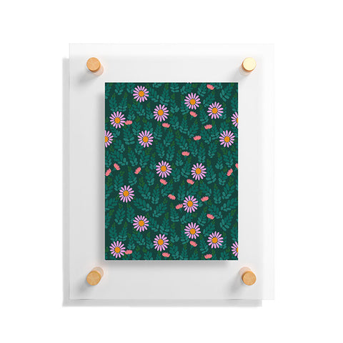 Hello Sayang Wild Daisies Forest Green Floating Acrylic Print