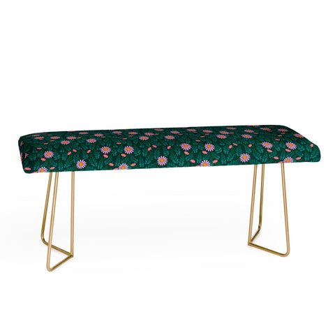 Hello Sayang Wild Daisies Forest Green Bench