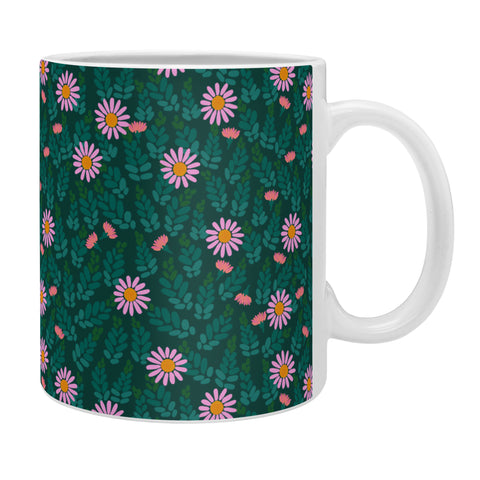 Hello Sayang Wild Daisies Forest Green Coffee Mug