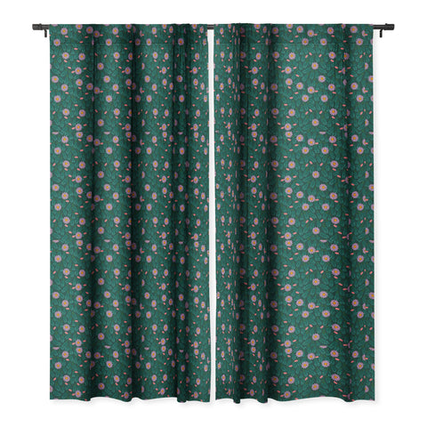 Hello Sayang Wild Daisies Forest Green Blackout Window Curtain