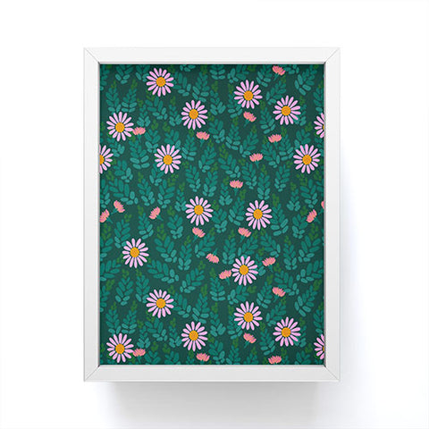 Hello Sayang Wild Daisies Forest Green Framed Mini Art Print