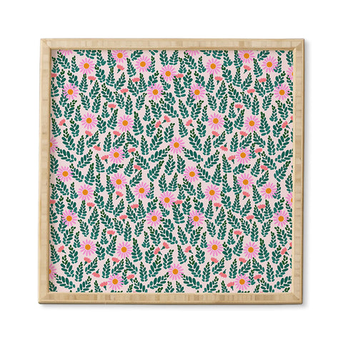 Hello Sayang Wild Daisies Pink Framed Wall Art