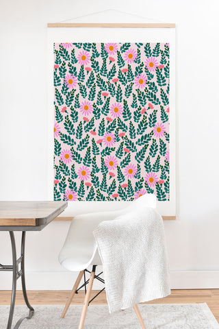Hello Sayang Wild Daisies Pink Art Print And Hanger