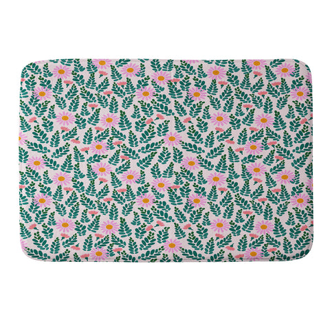 Hello Sayang Wild Daisies Pink Memory Foam Bath Mat