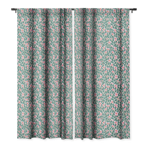Hello Sayang Wild Daisies Pink Blackout Window Curtain