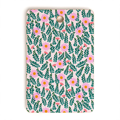 Hello Sayang Wild Daisies Pink Cutting Board Rectangle