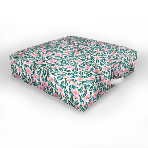 Hello Sayang Wild Daisies Pink Outdoor Floor Cushion
