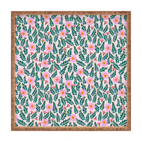 Hello Sayang Wild Daisies Pink Square Tray