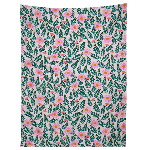 Hello Sayang Wild Daisies Pink Tapestry