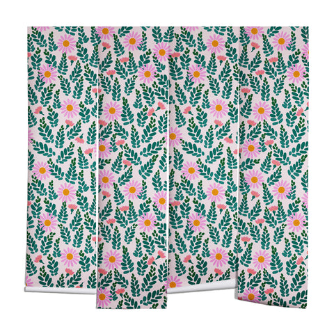 Hello Sayang Wild Daisies Pink Wall Mural