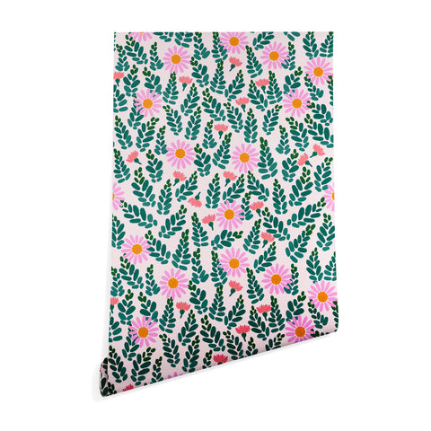 Hello Sayang Wild Daisies Pink Wallpaper