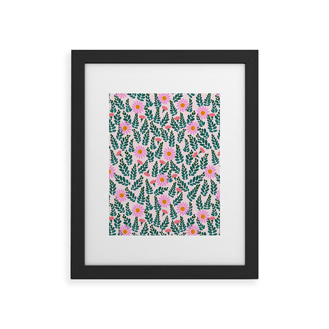 Hello Sayang Wild Daisies Pink Framed Art Print
