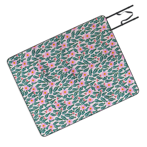 Hello Sayang Wild Daisies Pink Picnic Blanket